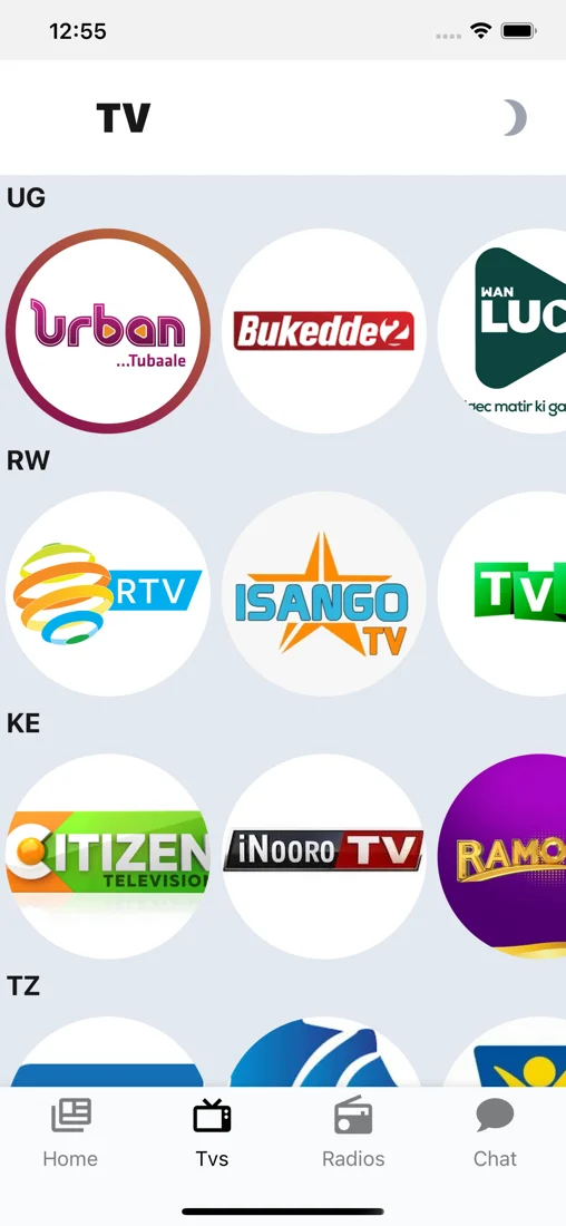 Vuga mobile TV directory with East African channels